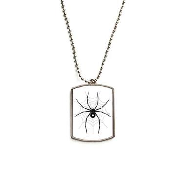Imagem de Ilustração de inseto aranha padrão preto corrente de aço inoxidável pingente de identificação de cachorro colar para animais de estimação