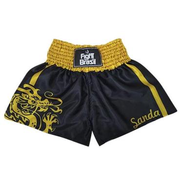 Imagem de Short Calção Boxe Chinês Dragon Sanda - Pre/Amar - M