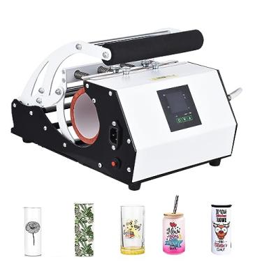 Imagem de HUIOP de prensa térmica de 110V para sublimação de 11oz-20oz s finos em branco retos s de vidro DIY Impressão de transferência térmica com configuração de tempo de