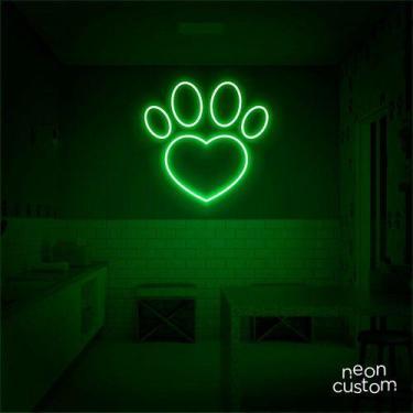 Imagem de luminaria letreiro Neon Led Amo Pets 60x60 luminoso decoração p/ selfi