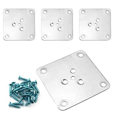 Imagem de DGHAOP 4 peças de placas de montagem para pernas de móveis, placas de montagem de perna de sofá de metal plano placas de fixação de pernas de sofá de meados do século (4 placas de montagem de móveis +