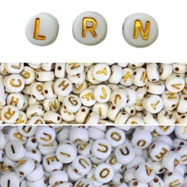 Imagem de Kit 700 pçs Miçangas Letras Alfabeto + Vogais + L N R Separadas (Branco e Preto)