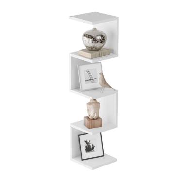 Imagem de Prateleira De Canto Lyra 4 Nichos Decorativos Branco Para Sala Quarto Livros
