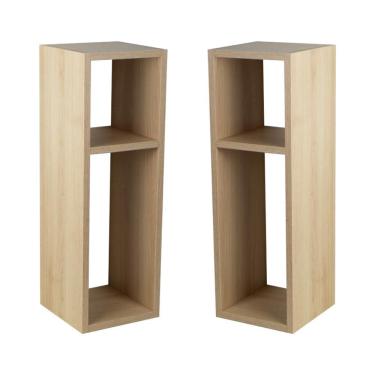 Imagem de Conjunto Mesa De Cabeceira Pequena 20x20x60cm Carvalho Quarto Sala