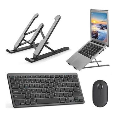 Imagem de Teclado, Mouse Bluetooth, Suporte Preto para Notebook - BDNET