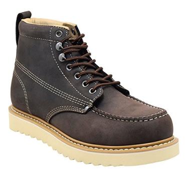 Imagem de Golden Fox Bota masculina de couro premium, bico macio, leve, construção industrial, moc, isolada, Marrom escuro, 45