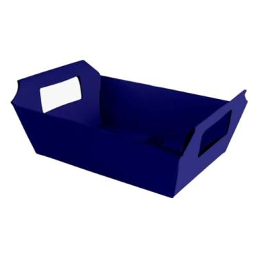 Imagem de Kit 10 Cestinhas de Papel Coloridas 18x12x5cm – Para Presentes, Chocolates, Lembrancinhas e Decoração do Dia das Mães (Azul Marinho,30 UNIDADES)