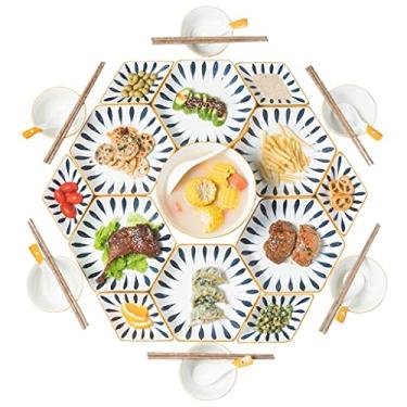 Imagem de Conjunto de pratos, prato de cerâmica para uso doméstico, conjunto de pratos, tigelas, jantar de reunião (D conforme mostrado)