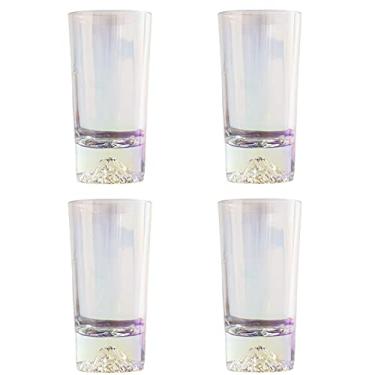 Imagem de URGDWEKJY Copo de vidro Snow Mountain Conjunto de 4 copos coloridos está disponível em 255 g e 283 g Suco Leite Café Copos de vidro transparente Conjunto de copos de água (médio)