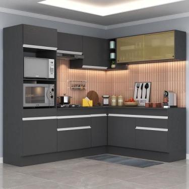 Imagem de Armário De Cozinha Completa De Canto Preto/Branco - MULTIMOVEIS