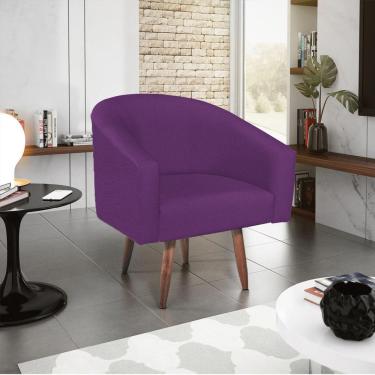 Imagem de Poltrona Decorativa Sala De Estar Recepção Luiza Pés Palito Suede - Amarena Móveis Roxo