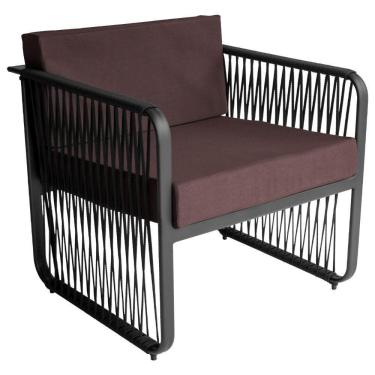 Imagem de Poltrona Para área Externa Santiago Alumínio E Corda Náutica Preto-marrom