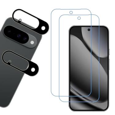 Imagem de HKKAIS Protetor de tela antiluz azul para Google Pixel 10 filme de vidro temperado pacote com 2 protetores de lente de câmera pacote com 2