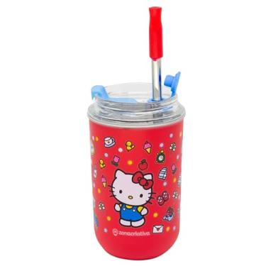 Imagem de Zonacriativa – Copo Neo com canudo 300ml Hello Kitty | Copo Térmico, Tampa c/Vedação por Pressão e Canudo c/Protetor de Silicone | Mobilidade e Conforto para Quem Não Abre Mão de Beber c/Canudo