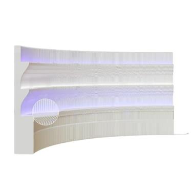 Imagem de Room divider A divisória de ambiente com luz azul e branca é dobrável, extensível e curva, parede divisória de privacidade de tela de papel independente(3x2m/9.8x6.5FT)