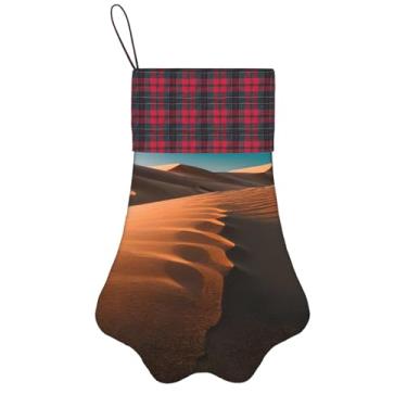 Imagem de SKKNT Meias de Natal com estampa de dunas de areia para animais de estimação, decoração de Natal, cães, gatos, árvores, doces, presente, conveniente