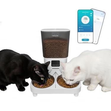Imagem de NEWPET Comedouro Elevado para Cäes, Alimentador WIFI Automático Gatos, Controle de Aplicativo WiFi - Gravador de Voz (6L)