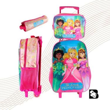 Imagem de Kit Mochila Com Rodinhas Infantil Escolar com Lancheira e Estojo 3 peç