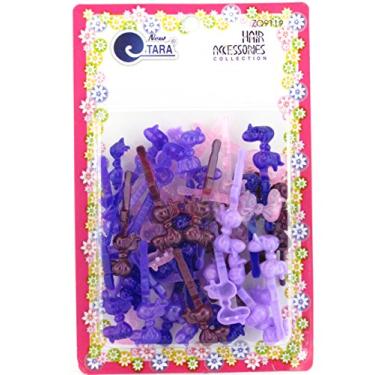 Imagem de Barretas de cabelo de laço de plástico Tara para meninas, dobradiça própria, 42 peças, Mixed Purple