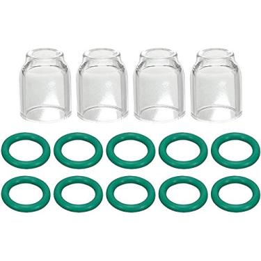 Imagem de RIVERWELD Copos de vidro TIG Bocais de quartzo transparente nº 6 3/20.3 cm e orifício de 9,5 mm 53N60 para PTA DB SR WP 9 17 18 20 25 26 tocha de soldagem TIG 14 peças