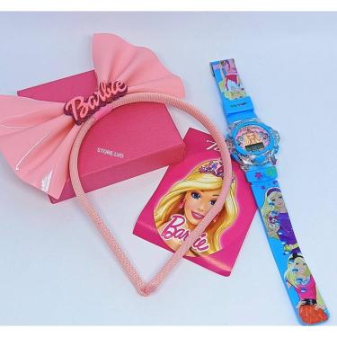 Imagem de Kit Relógio Infantil Menina Digital Pisca Luz Led Musica + Tiara Arquinho Cabelo Princesas Disney Presente Lembrancinha