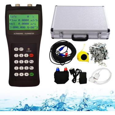 Imagem de Medidor de fluxo ultrassônico portátil TDS-100H Medidor de fluxo ultrassônico portátil com sensor M2 (DN50-700mm) Medidor de vazão de água com transdutores de fixação, 220V