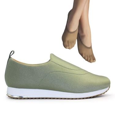 Imagem de Tênis Usaflex Feminino Slip On Elastano V9103+2P de Meias Color Sports Sapatilha 9055