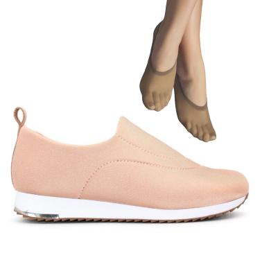 Imagem de Tênis Usaflex Feminino Slip On Elastano V9103+2P de Meias Color Sports Sapatilha 9055