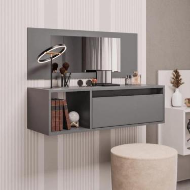 Imagem de Penteadeira Camarim Suspensa 1 Porta Eva Cinza Grafite - Maderatto Móv