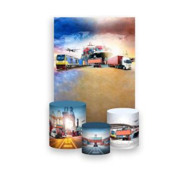 Imagem de Painel De Festa Vertical 1,50 x 2,20 + Trio De Capas Cilindro - Meios 