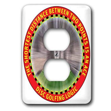 Imagem de 3dRose lsp_19244_6 Disc Golf Logic 1 A Frisbee Disc Golf Driver voa direto para a cesta de correntes 2 plugues capa de tomada