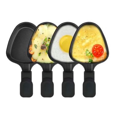 Imagem de Mini grelha revestida antiaderente, acessórios de derretimento para raquetas, bandejas de substituição, pratos de raclette, mini formas de raclette, forma triangular (4 peças)