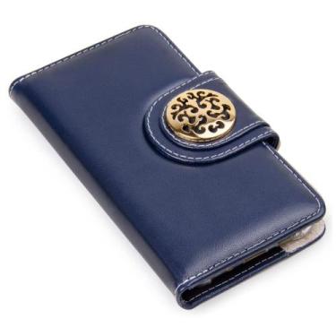 Imagem de Capa carteira couro johari azul para moto g52 xt2221 - CELLWAY