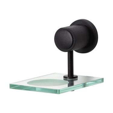 Imagem de Saboneteira Porta Sabonete Vidro Banheiro Lavabo Preto Luxo - TFC