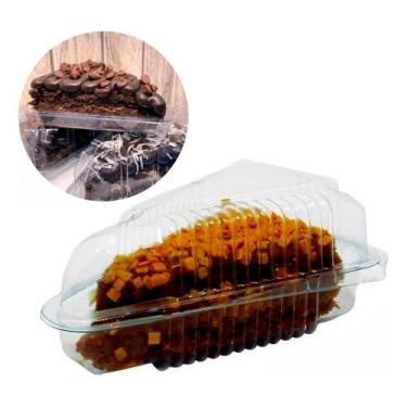 Imagem de Embalagem Fatia De Bolo Torta Pudim Grande Plastico - 5 unidades - Pra