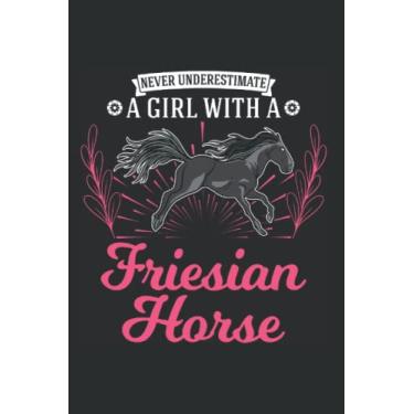 Imagem de Friesenpferd Notizbuch: Friesen Pferd Mädchen Friesenpferd / 6x9 Zoll / 120 karierte Seiten Seiten