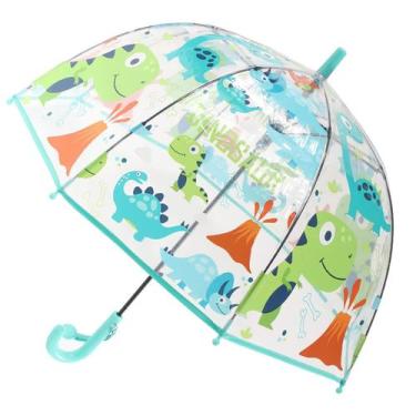 Imagem de Guarda-chuva Infantil MRTLLOA Bolha Transparente Azul Tiffany Dinossau