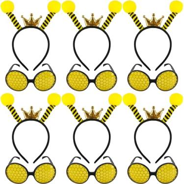 Imagem de Flahard 12 Pcs Bee Headband Glasses Set Bee Headband with Sunglasses for Adults Kids New Year Cosplay Costume Accessories