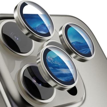 Imagem de MAGEASY Protetor de lente Sapphire para iPhone 16 Pro 6,3 polegadas e iPhone 16 Pro Max 6,9 polegadas (3 lentes) - Titânio (Ti64) | Lenz