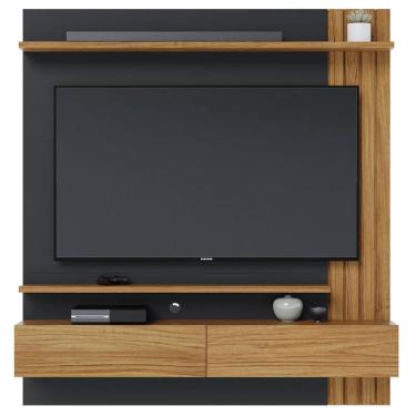 Imagem de Painel para Tv Home Suspenso Ambiente Juriti 1.5 Noce Milano Preto Acetinado – Colibri
