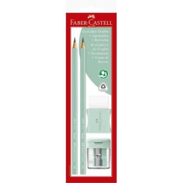 Imagem de Kit Lápis Grafite verde pastel 2 EcoLápis n.2 + Apontador + Borracha F