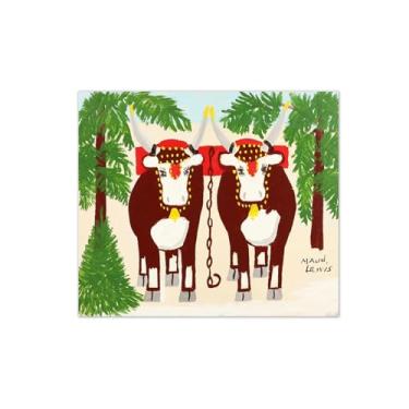 Imagem de Maud Lewis Poster-Famous Canvas Prints Reprodution-Artwork Picture Wall Art para decoração moderna de sala de estar (bois no inverno) 80x95cm-31x37in sem moldura