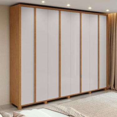 Imagem de Guarda-roupa Casal 100% Mdf 8 Portas Easy Glow Com Pés Amendoa Clean/off White