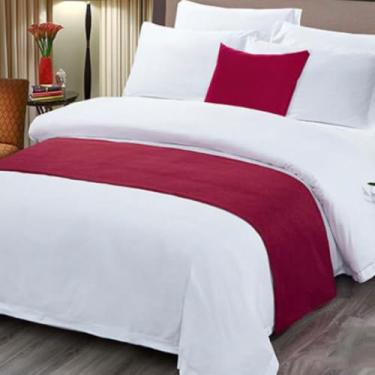 Imagem de HSTANGKY Cachecol de cama de hotel corredor de cama de cor sólida decoração de cama moderna colcha de cama macia luxuosa proteção para cama de solteiro queen king size - vermelha||1 fronha 19,7 x 19,7