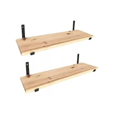 Imagem de Kit 2 Prateleira Industrial Com Mão francesa de ferro invertida Nicho Decoração rustica luxo-Aplicação quarto, decoração da sala de estar(80CM)