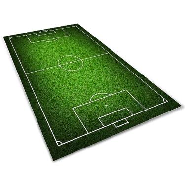 Imagem de Tapete infantil de campo de futebol, tapete de futebol, tapete divertido, esportivo, com suporte de borracha antiderrapante para quarto de meninos, sala de jogos, sala de estar, berçário, verde, 200 x