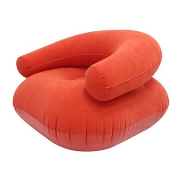 Imagem de Ｂｅｓｇａ Poltrona inflável reclinável dobrável moderna e confortável sofá-cama inflável para jardim, viagem, quintal interno de casa, Vermelho