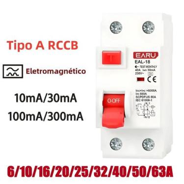Imagem de Interruptor Diferencial-Residual (IDR) 32A 10-300mA Tipo A - 2 Unidade