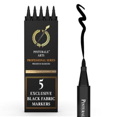 Imagem de Pinturale Arts 5 marcadores de tecido preto permanentes para roupas | Caneta de tecido preto para roupas, camisetas, sapatos, lavanderia