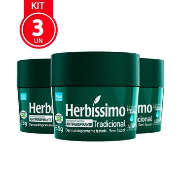 Imagem de Kit 3 Unidades Desodorante Creme Herbíssimo Tradicional 55G